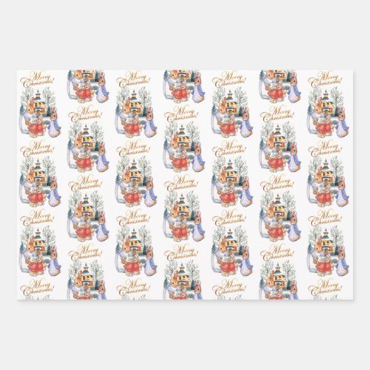 Peter het konijn kerstinkopen inpakpapier vel (Voorkant)