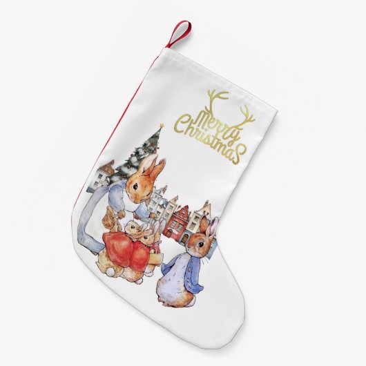 Peter het konijn kerstinkopen kleine kerstsok (Voorkant (Hangend))