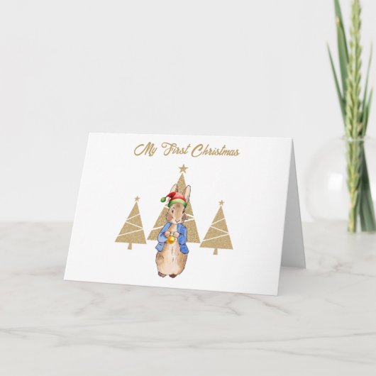 Peter het konijn Kerstman Hoed Eerste kerstboom Kaart (Voorkant)