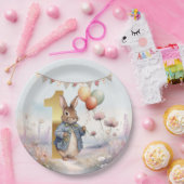 Peter het konijn met ballonnen Eerste verjaardag Papieren Bordje (Feest)