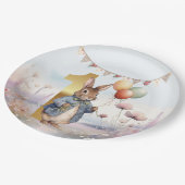 Peter het konijn met ballonnen Eerste verjaardag Papieren Bordje (Gekanteld)