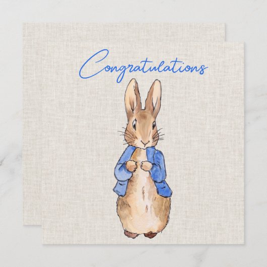 Peter het konijn met beige linnen achtergrond (Voorkant / Achterkant)