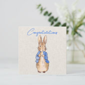 Peter het konijn met beige linnen achtergrond (Staand voorkant)