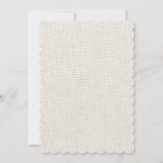 Peter het konijn met beige linnen achtergrond kaart (Achterkant)