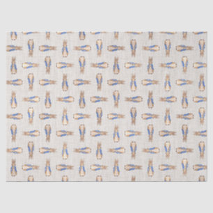 Peter het konijn met beige linnen textuur tissuepapier