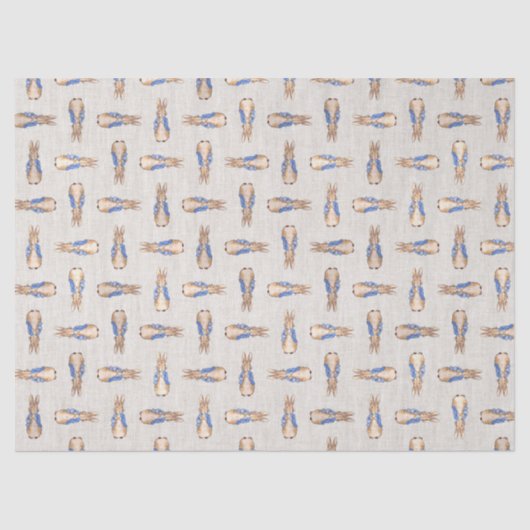 Peter het konijn met beige linnen textuur tissuepapier (Voorkant)