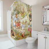 Peter het konijn met de dieren van het bos douchegordijn (In situ)