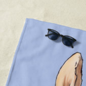 Peter het konijn met een blauwe achtergrond strandlaken (In situ)