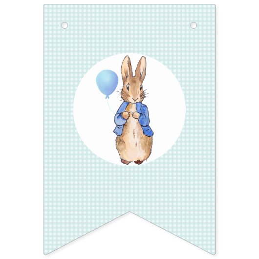 Peter het konijn met gemengde patroon achtergrond vlaggetjes (Tweede vlag)