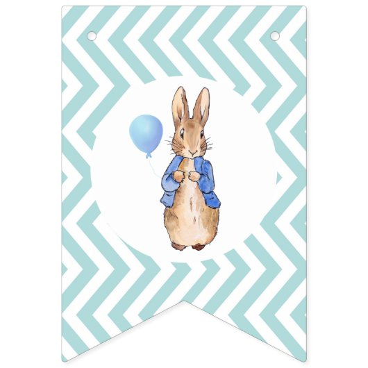 Peter het konijn met gemengde patroon achtergrond vlaggetjes (Eerste vlag)