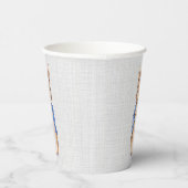 Peter het konijn met grijze linnen textuur papieren bekers (Rechts)