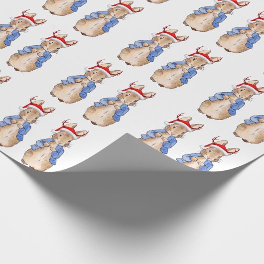 Peter het konijn met kerstmuts cadeaupapier (Hoek)