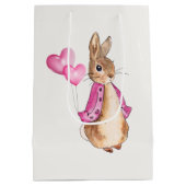 Peter het Konijn met roze hartballonnen Medium Cadeauzakje (Achterkant)