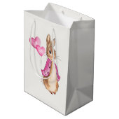 Peter het Konijn met roze hartballonnen Medium Cadeauzakje (Achterkant Gekanteld)