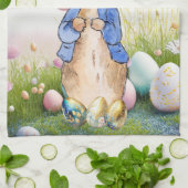 Peter het Konijn Paaseieren en wilde bloemen Theedoek (Gevouwen)