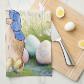 Peter het Konijn Paaseieren en wilde bloemen Theedoek (Quarter Fold)