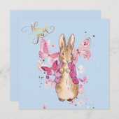 Peter het Konijn Roze Jas Bedankkaart (Voorkant / Achterkant)