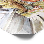 Peter het konijn tuimelt in de tuinschuur foto afdruk (Hoek)