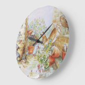 Peter het konijn tuimelt in tuinhuisje grote klok (Hoek)