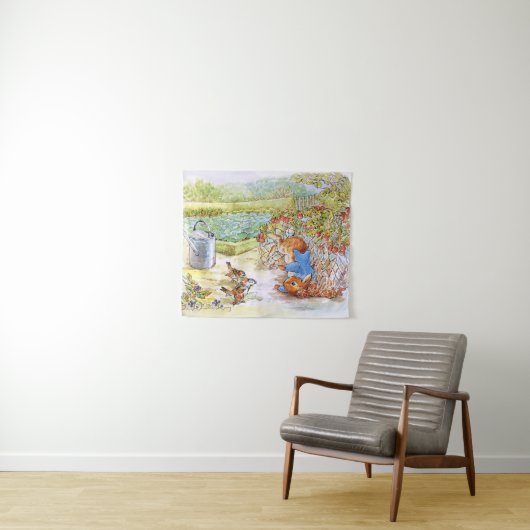 Peter het konijn tuimelt in Vegie Patch Wandkleed (In Situ (horizontaal))