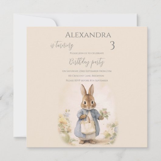 Peter het Konijn Verjaardagsfeest Kaart (Voorkant)