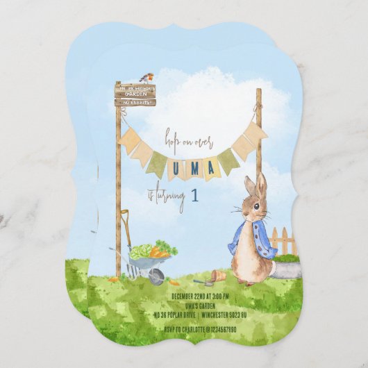 Peter het Konijn Verjaardagstuinfeest Kaart (Voorkant / Achterkant)