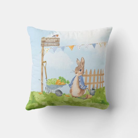 Peter het Konijn Verjaardagstuinfeest Kussen (Achterkant)