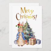 Peter het Konijn Vrolijke Kerstboom Feestdagenkaart (Voorkant / Achterkant)