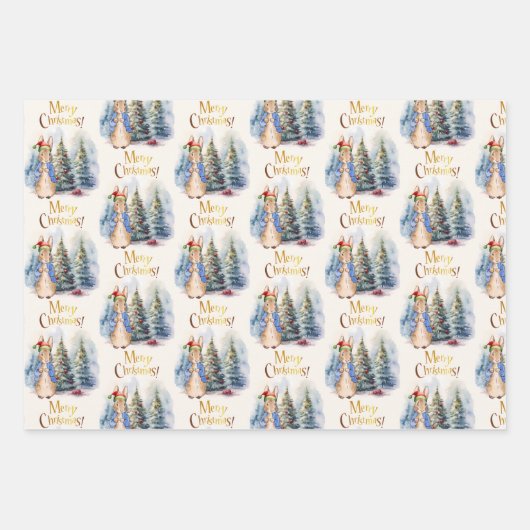 Peter het Konijn Vrolijke Kerstboom Inpakpapier Vel (Voorkant 2)