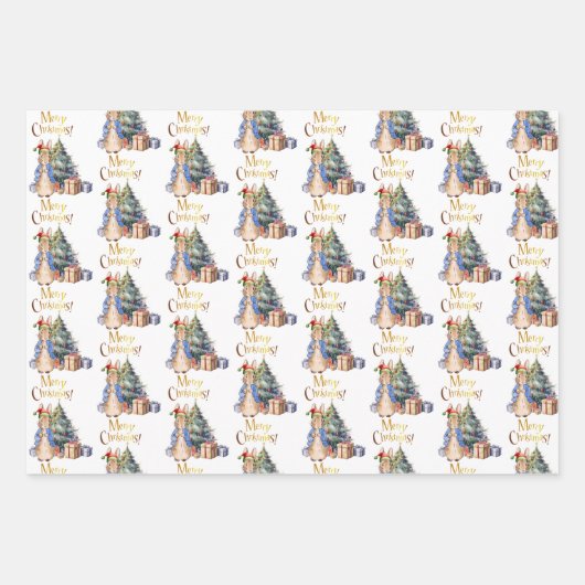 Peter het Konijn Vrolijke Kerstboom Inpakpapier Vel (Voorkant 2)