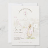 Peter het konijn wat konijn 1e verjaardag roze kaart (Voorkant)