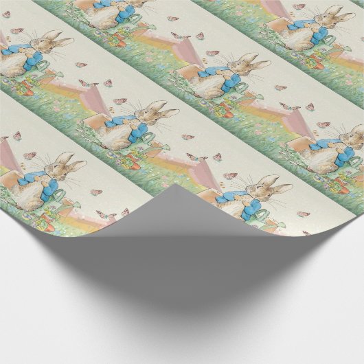 Peter het konijn wilde bloemen en vlinders cadeaupapier (Hoek)