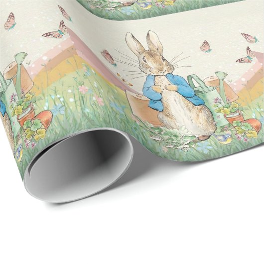 Peter het konijn wilde bloemen en vlinders cadeaupapier (Rol Hoek)