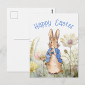 Peter het konijn wilde bloemen Gelukkig Pasen Briefkaart (Voorkant / Achterkant)