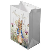 Peter het konijn wilde bloemen Gelukkig Pasen Medium Cadeauzakje (Voorkant Gekanteld)