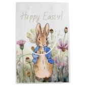 Peter het konijn wilde bloemen Gelukkig Pasen Medium Cadeauzakje (Voorkant)