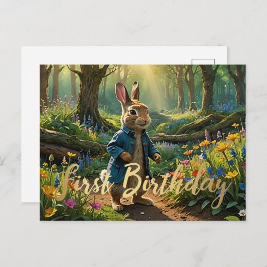 Peter het konijnenbos Eerste Verjaardag Briefkaart (Voorkant / Achterkant)