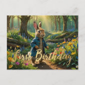 Peter het konijnenbos Eerste Verjaardag Briefkaart (Voorkant)