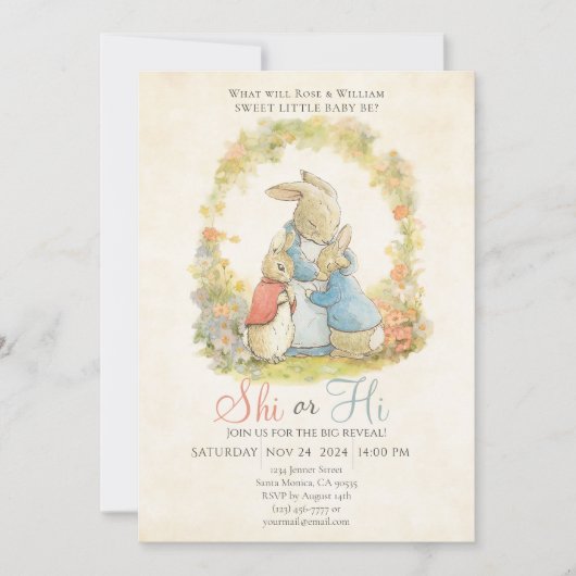  Peter het konijnengeslacht onthult hij of zij Kaart (Voorkant)