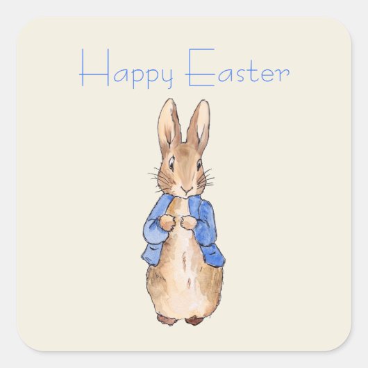 Peter het paashaas konijn vierkante sticker (Voorkant)
