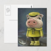 Peter, het varken dat zijn boot vaart briefkaart (Voorkant / Achterkant)