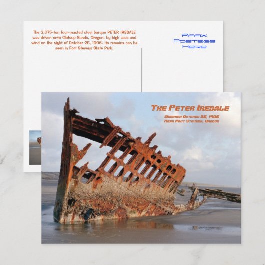Peter Iredale Shipwreck, Fort Stevens, Oregon Post Briefkaart (Voorkant / Achterkant)
