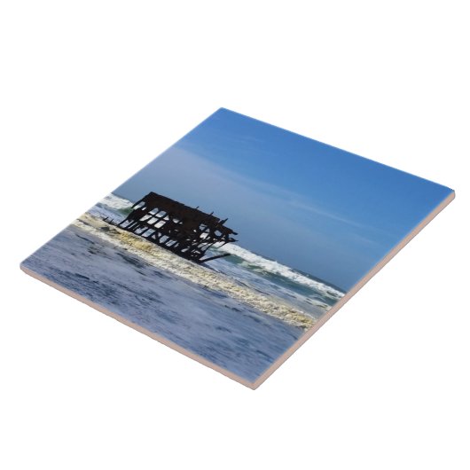 Peter Iredale Shipwreck, kust van Oregon Tegeltje (Zijkant)