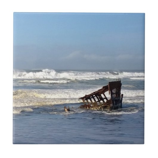 Peter Iredale Shipwreck, kust van Oregon Tegeltje (Voorkant)