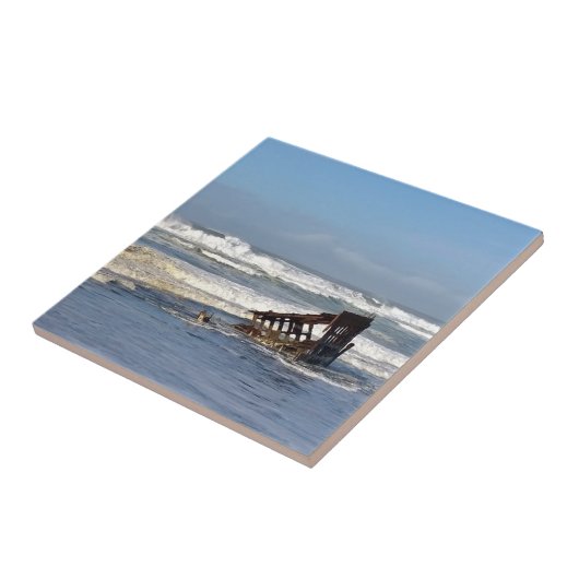 Peter Iredale Shipwreck, kust van Oregon Tegeltje (Zijkant)