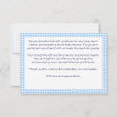 Peter konijn baby boy baby shower bedankkaart (Achterkant)