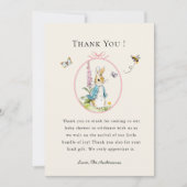 Peter konijn Baby meisje douche Bedankt kaart (Voorkant)