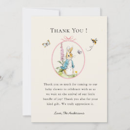 Peter konijn Baby meisje douche Bedankt kaart