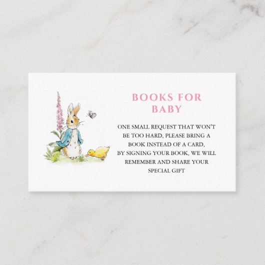 Peter konijn Baby Meisje Douche Boek Aanvraag Informatiekaartje