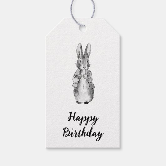  Peter Konijn Beatrix Potter B&W Kinderkleding Cadeaulabel (Voorkant)